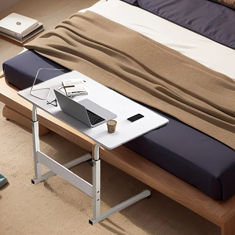 Adjustable Wooden Top Laptop Desk with Metal Frame — Portable Computer Table 60 x 40 cm (23.6 x 15.7 in), Height 69–80 cm (27.2–31.5 in)