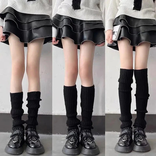 1 Pair Knit Bubble Leg Warmers JK Lolita Y2K Punk Gothic Crochet Boot Cuffs – 40/50/70 cm (15.7/19.7/27.6 in)