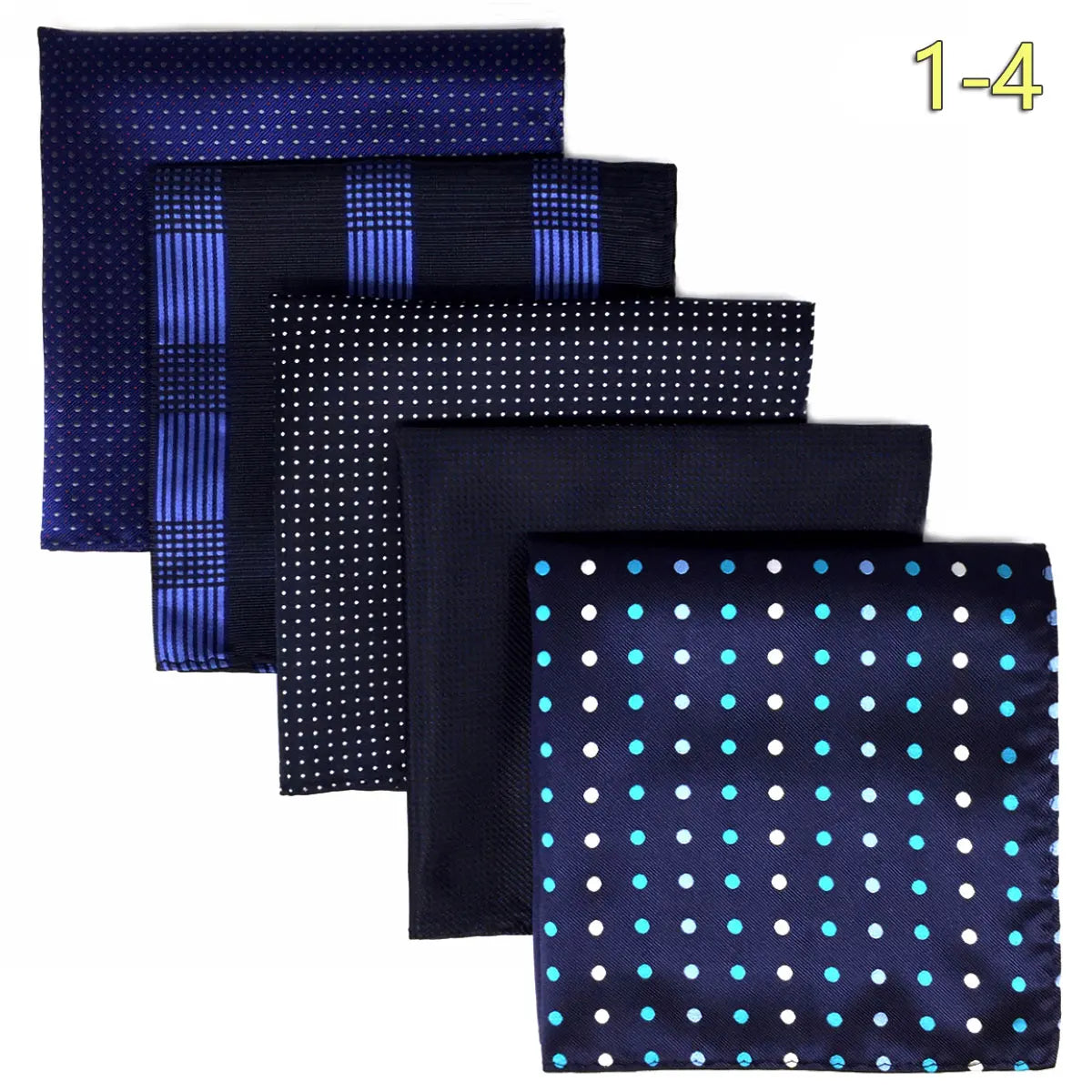 5-Pack Men's Microfiber Pocket Squares 12.6 in (32 cm) - Jacquard Woven Wedding & Formal Handkerchiefs, Assorted Patterns