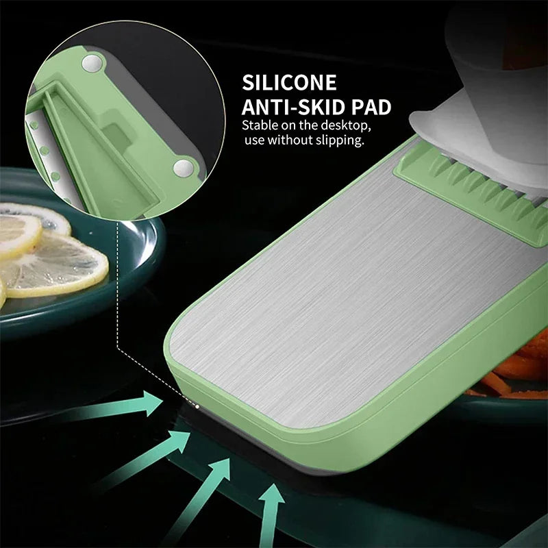 6-in-1 Veggie Slicer Mandoline - Stainless Steel Vegetable Cutter with 6 Blades for Slicing, Julienne & Shredding