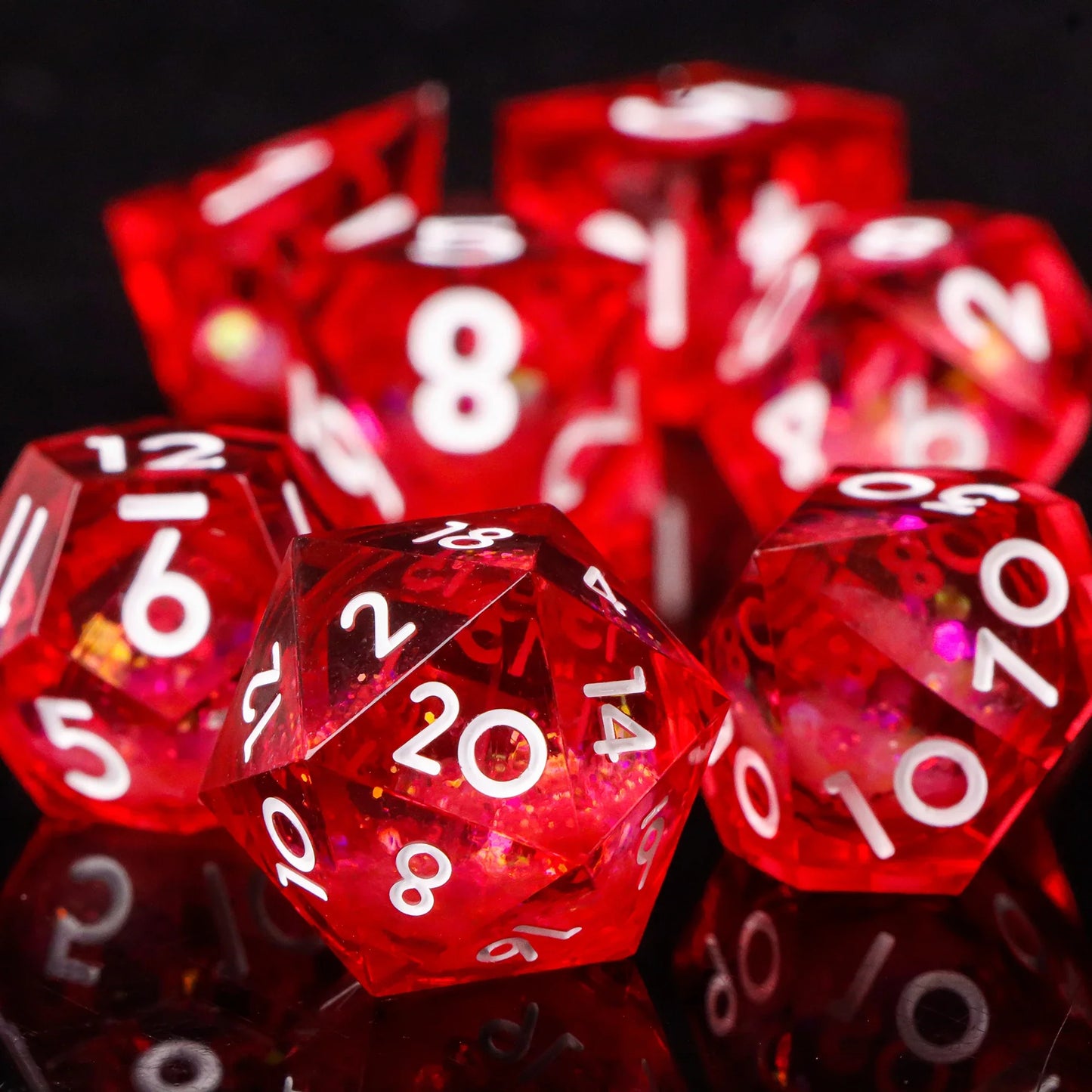 7-Piece Resin Sharp-Edge Polyhedral Dice Set for D&D & RPGs - D20 D12 D10 D8 D6 D4