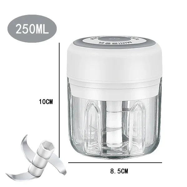 Electric Garlic Chopper & Meat Mincer 100ml/250ml Garlic Press Crusher for Vegetables and Onions