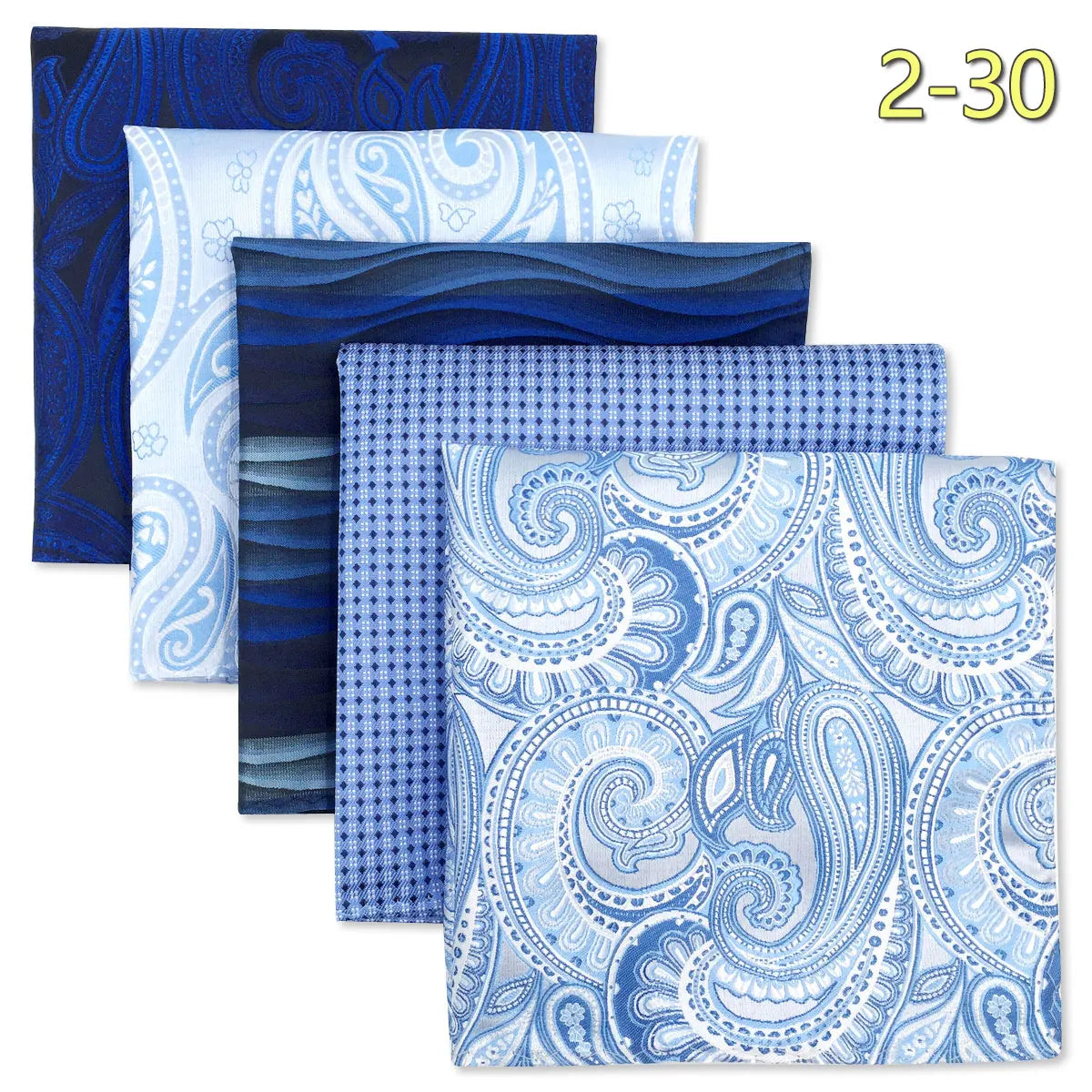 5-Pack Men's Microfiber Pocket Squares 12.6 in (32 cm) - Jacquard Woven Wedding & Formal Handkerchiefs, Assorted Patterns