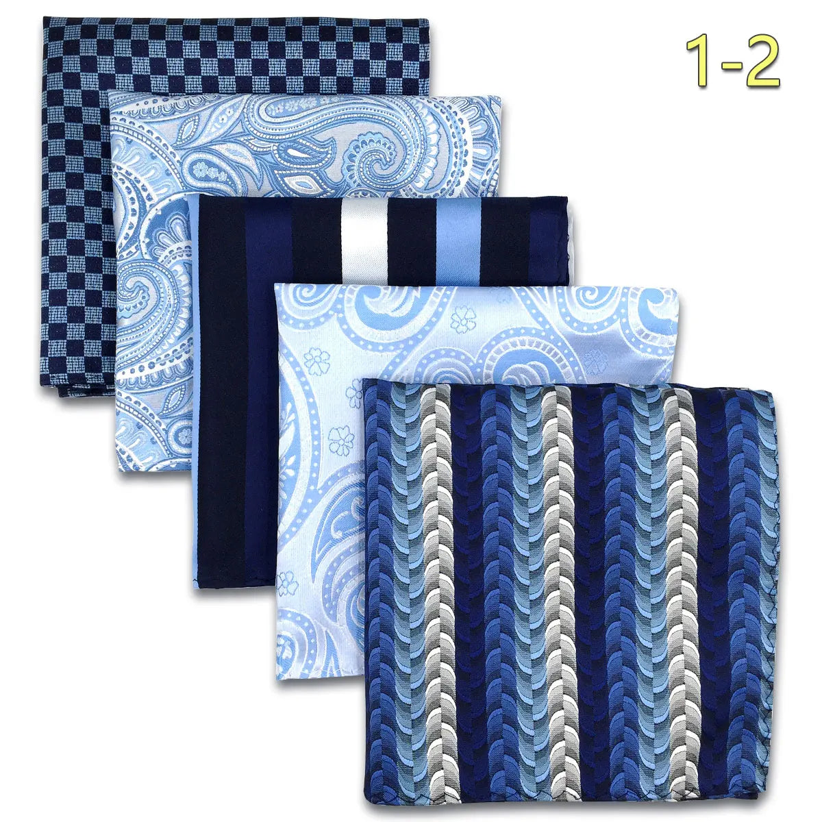 5-Pack Men's Microfiber Pocket Squares 12.6 in (32 cm) - Jacquard Woven Wedding & Formal Handkerchiefs, Assorted Patterns