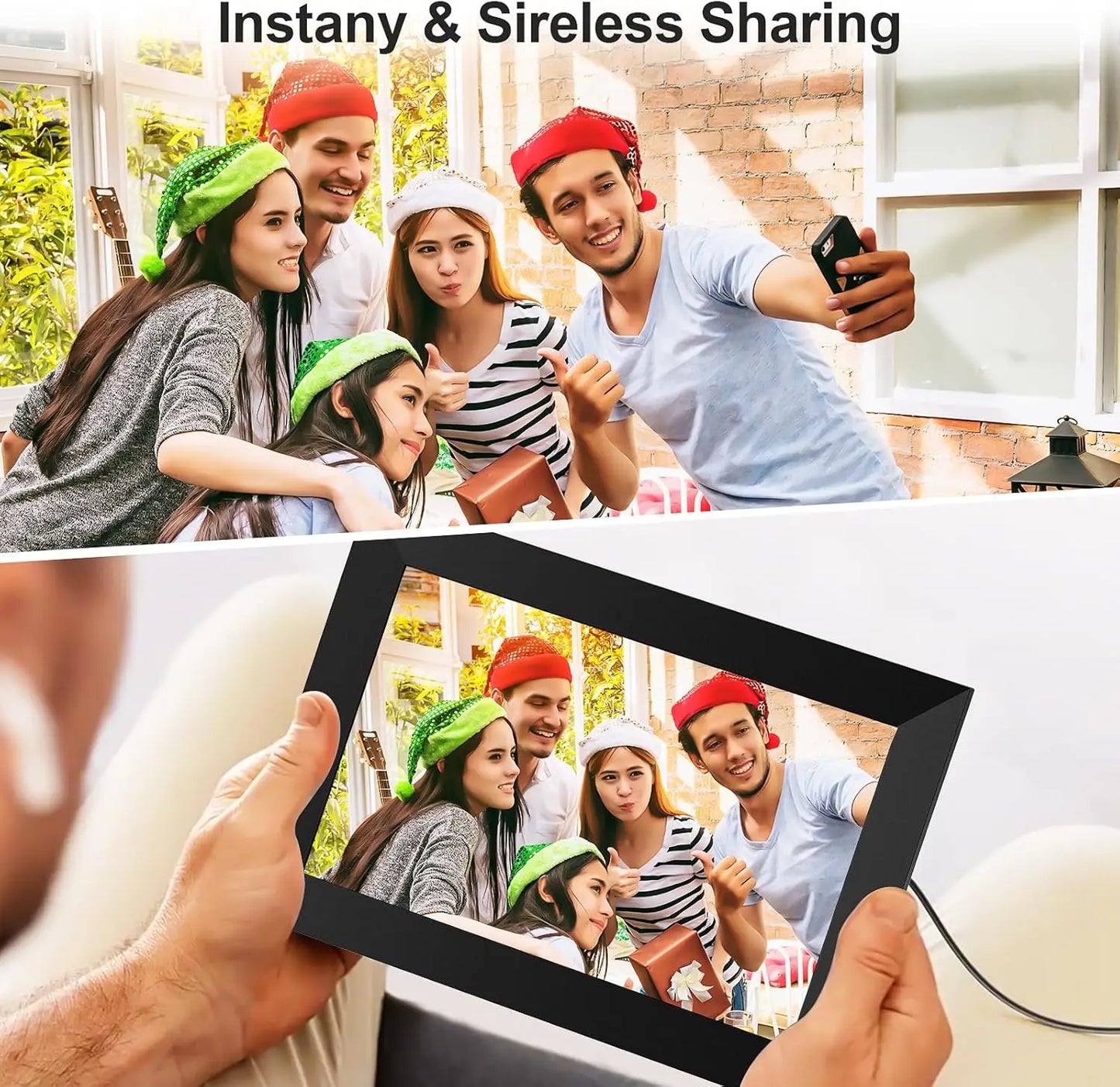 10.1 Inch (25.7 cm) 64GB WiFi Digital Photo Frame 1280x800 IPS HD Touchscreen Wall Mountable