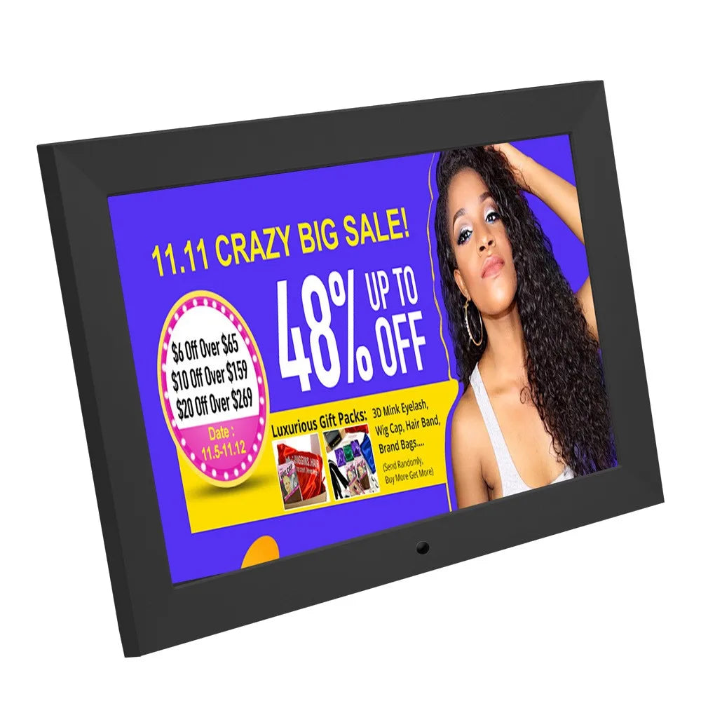 10.1-Inch (25.7 cm) Digital Photo Frame 1280x800 IPS HD — Remote Control, Video & Music, Clock Calendar