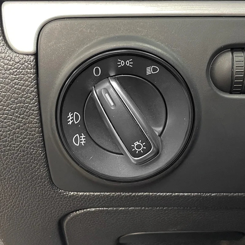 Metal Headlight Switch Trim Ring - Car Interior Switch Cover for Golf Passat Polo