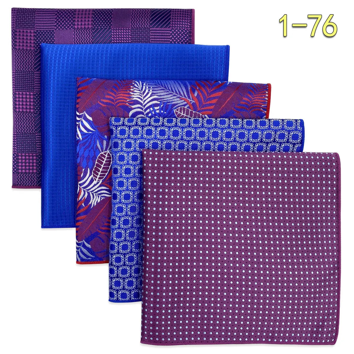 5-Pack Men's Microfiber Pocket Squares 12.6 in (32 cm) - Jacquard Woven Wedding & Formal Handkerchiefs, Assorted Patterns