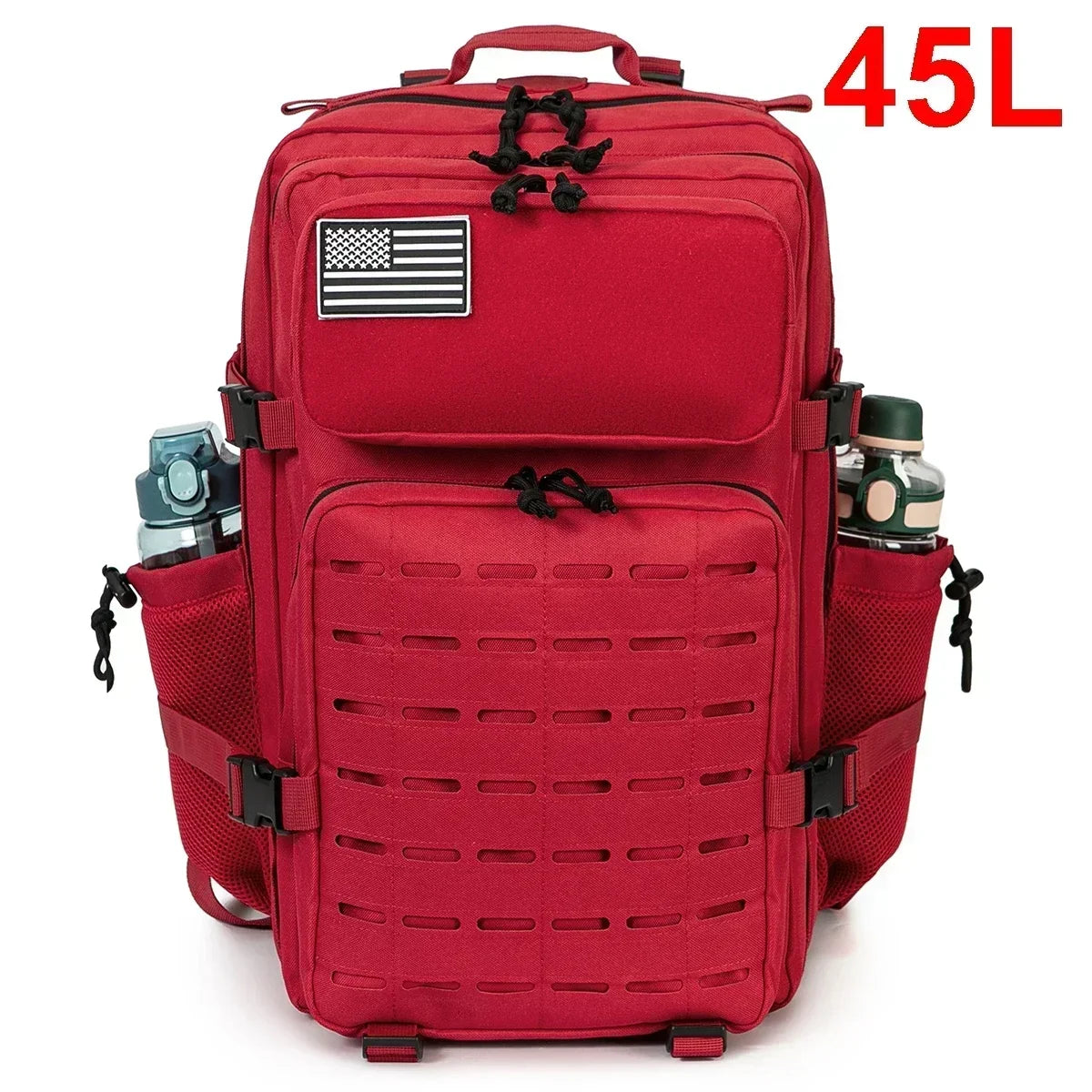 25L & 45L Tactical Backpack for Men & Women – Laser-Cut MOLLE Hiking Daypack, School & Gym Rucksack with Dual Bottle Holders