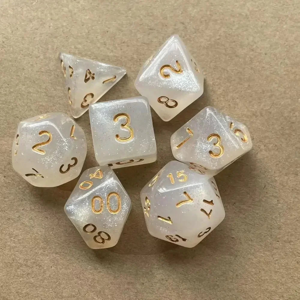 7-Piece Acrylic Polyhedral Dice Set for DnD & Tabletop RPG — d4 d6 d8 d10 d10 d12 d20