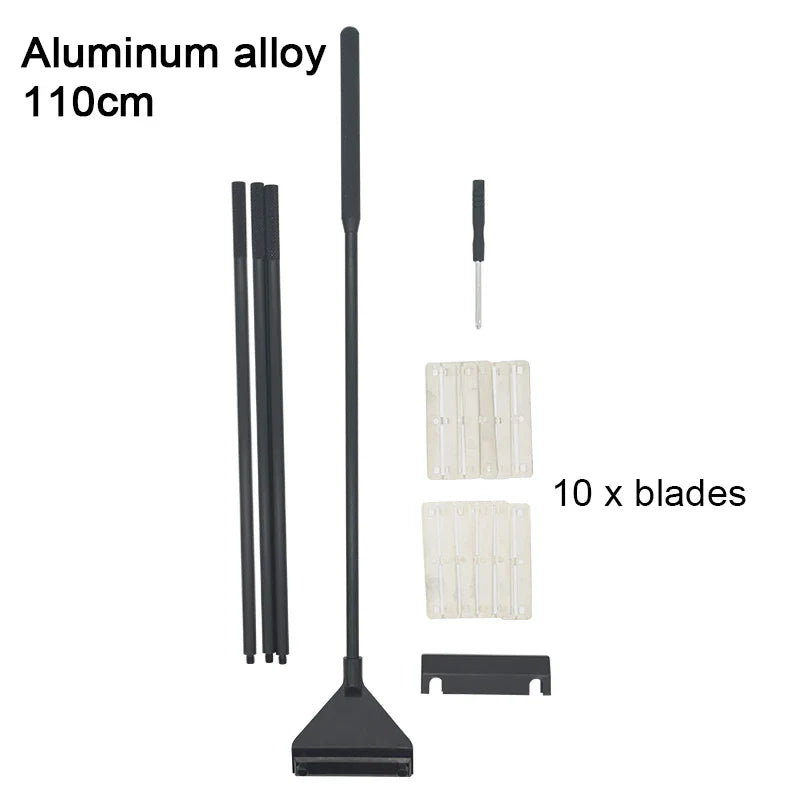 Aquarium Algae Scraper – Aluminum & Stainless Steel Fish Tank Cleaner with Replaceable Blades, 35–110 cm (13.8–43.3 in)