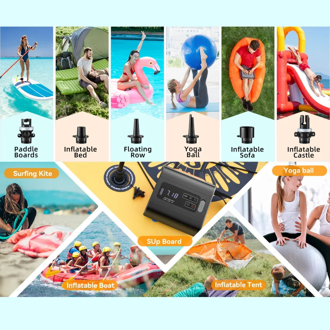 Portable Cordless Mini Air Pump – Rechargeable Electric Inflator & Deflator for Air Mattresses, Camping Mats, Pool Floats