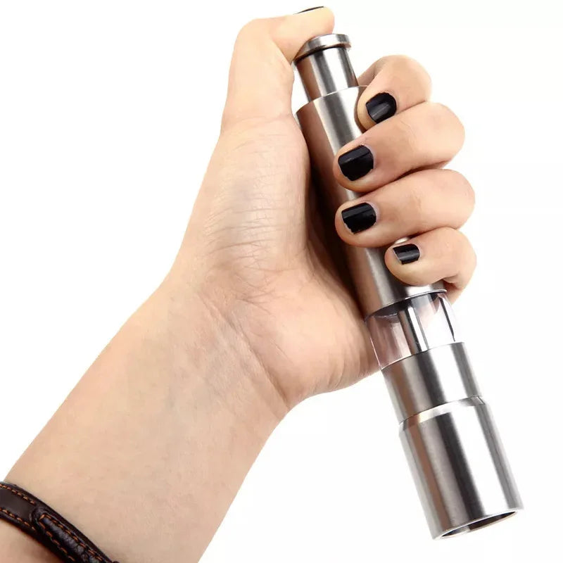 Stainless Steel Thumb-Push Spice Grinder | Manual Pepper & Salt Mill with Ceramic Burr