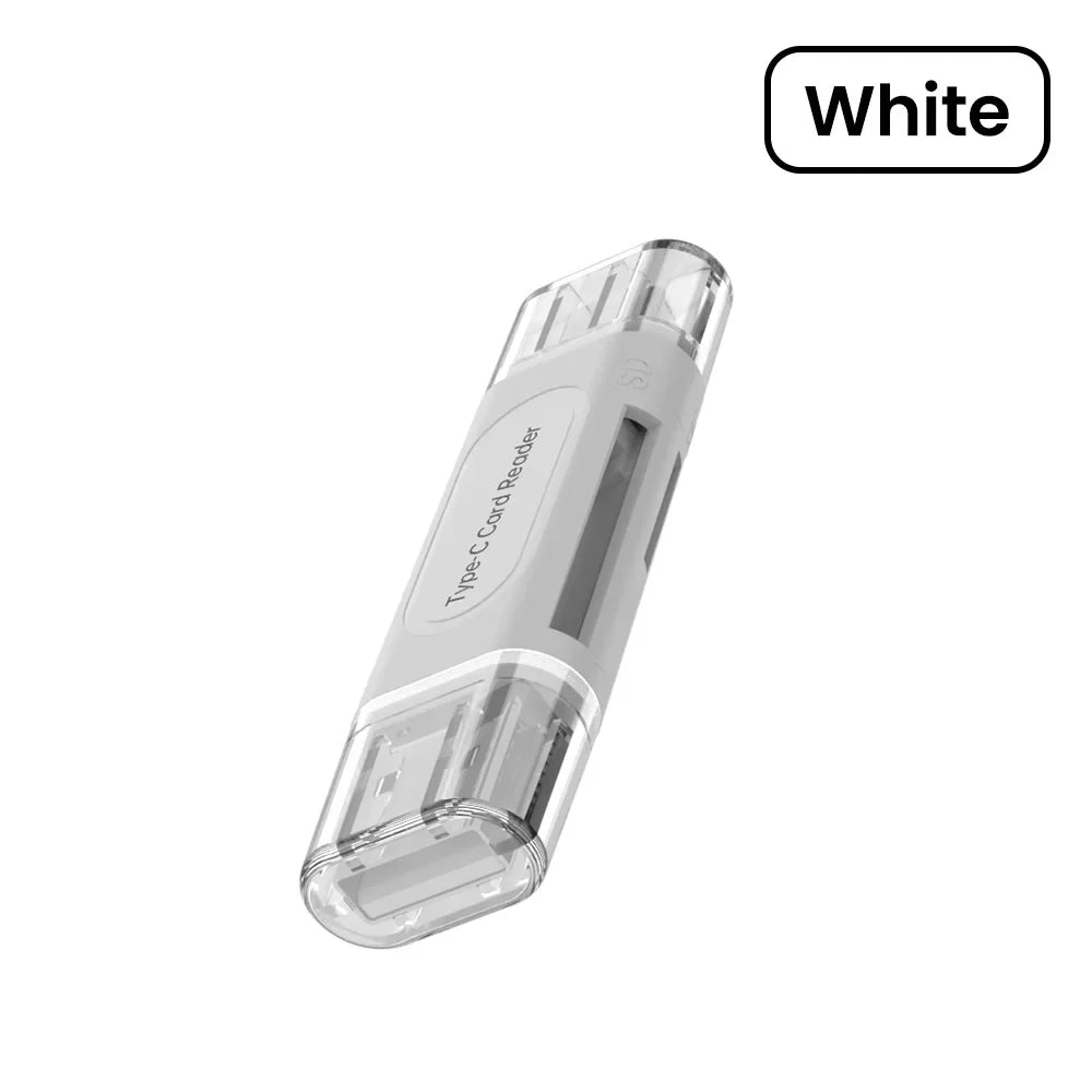 4-in-1 USB Type-C Card Reader - SD/TF (microSD) & Memory Stick, USB 2.0 External Adapter (Black)