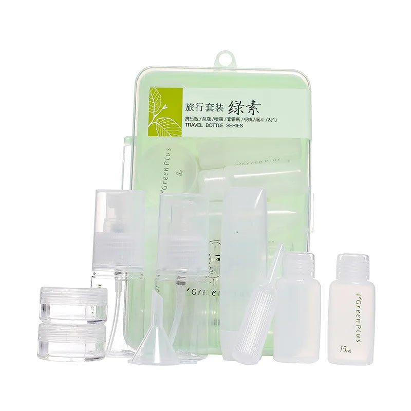 10-Pack Travel Refillable Cosmetic Dispenser Bottles – Portable Empty Spray & Pump Set for Air Travel