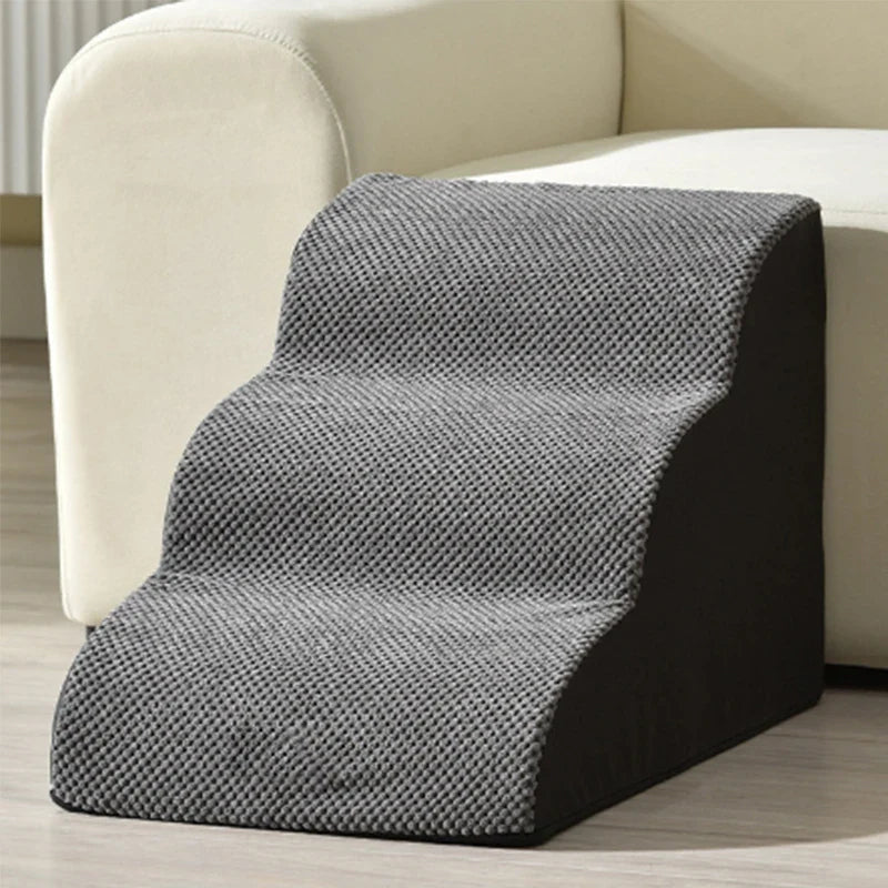 Detachable Washable 3 & 4-Step Memory-Foam-Feel Pet Stairs – Sofa Ramp for Small Dogs & Cats