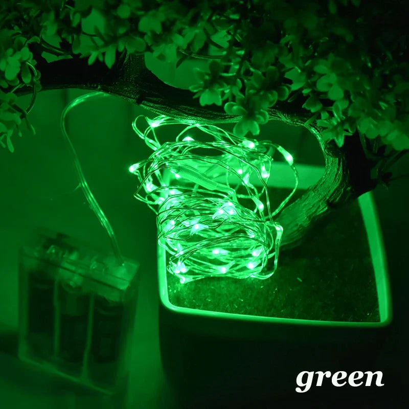 Battery Operated LED Fairy Lights – Copper Wire String Lights for Bedroom, Christmas & Parties | 20–100 LEDs, 2–10 m (6.6–32.8 ft), AA Powered, Multicolor