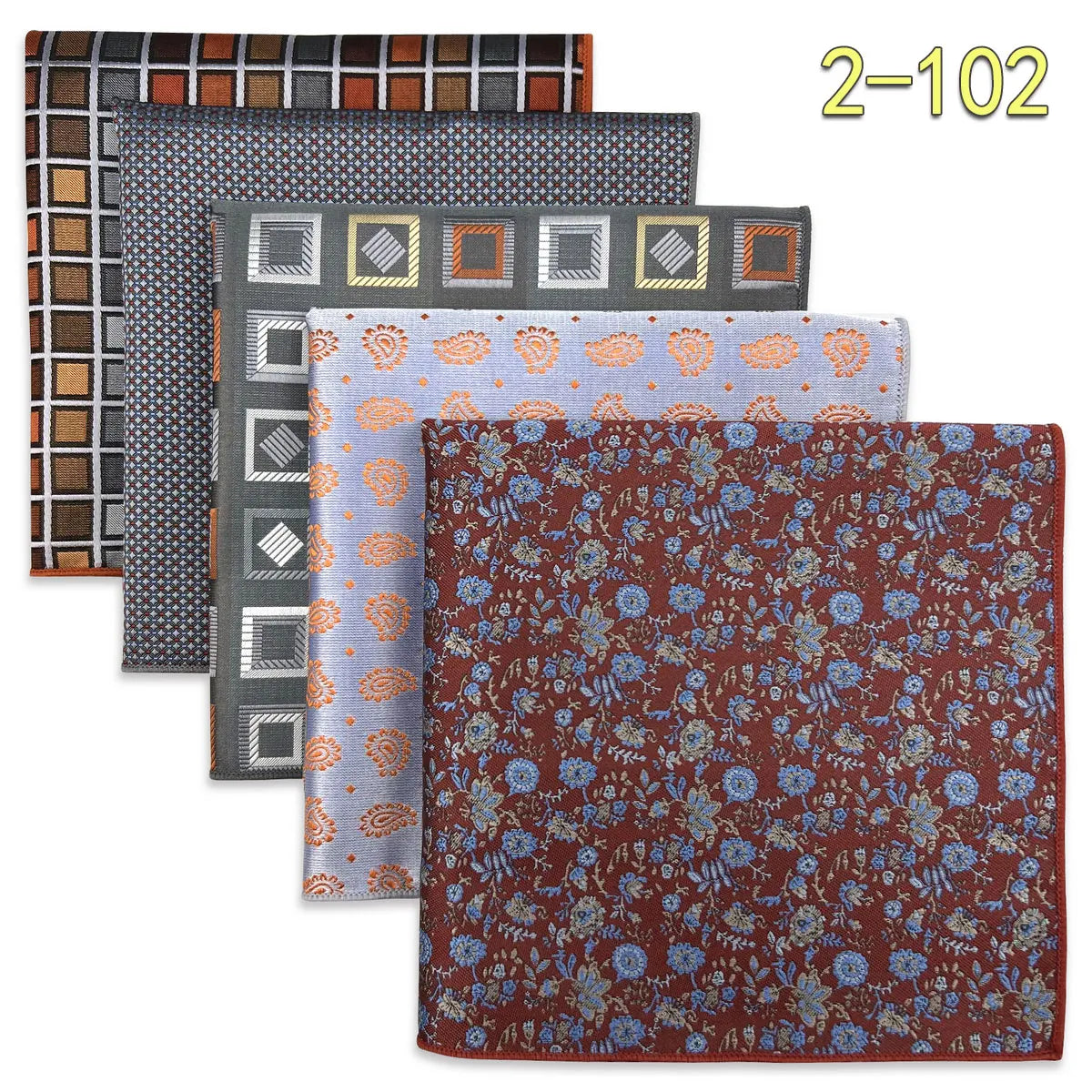 5-Pack Men's Microfiber Pocket Squares 12.6 in (32 cm) - Jacquard Woven Wedding & Formal Handkerchiefs, Assorted Patterns