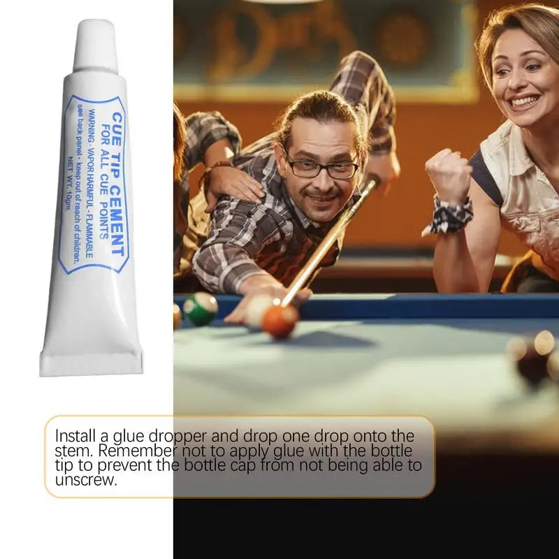 Pool Cue Tip Glue — Billiard Cue Repair Adhesive for Leather & Wood Tips, 10 g