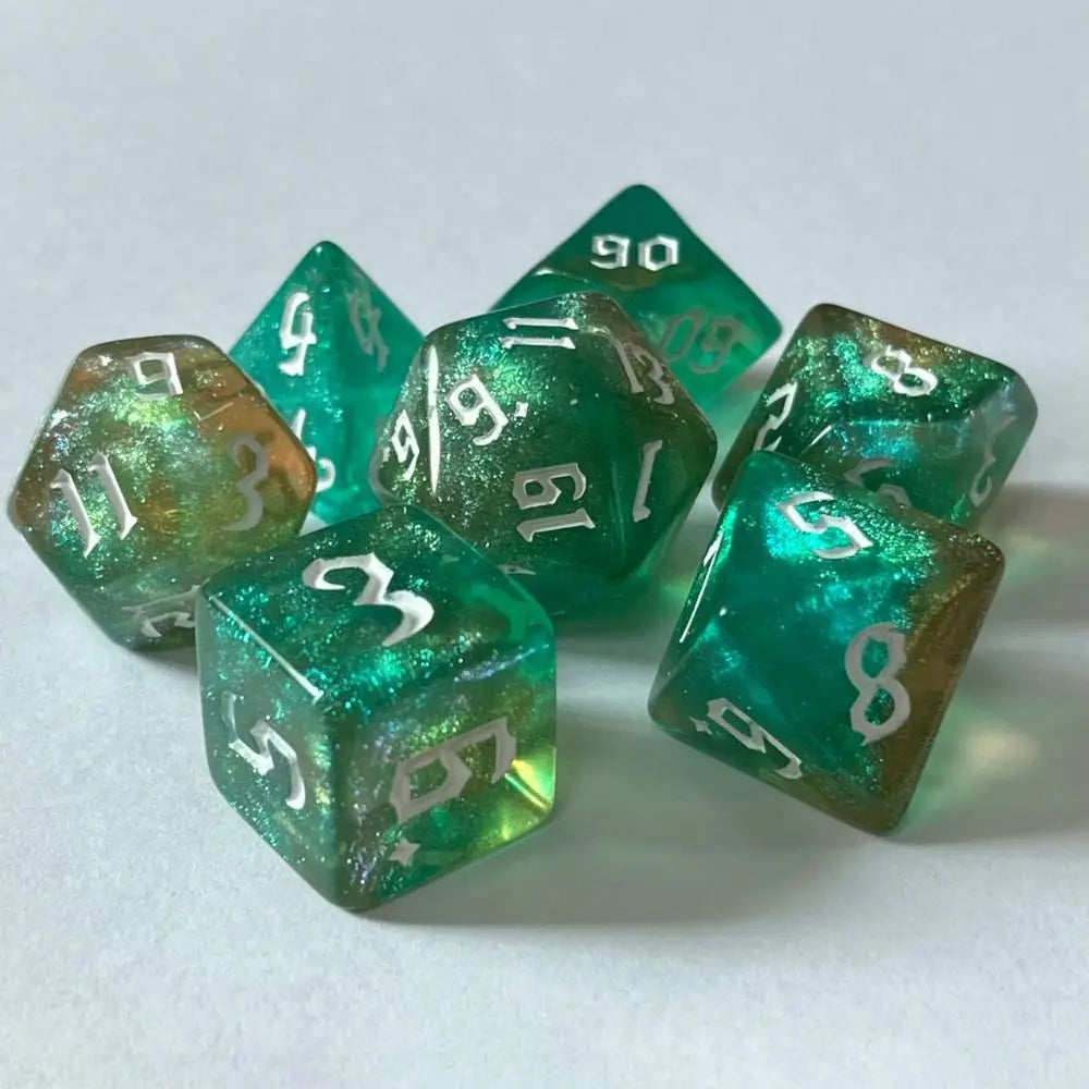 7-Piece Acrylic Polyhedral Dice Set for DnD & Tabletop RPG — d4 d6 d8 d10 d10 d12 d20