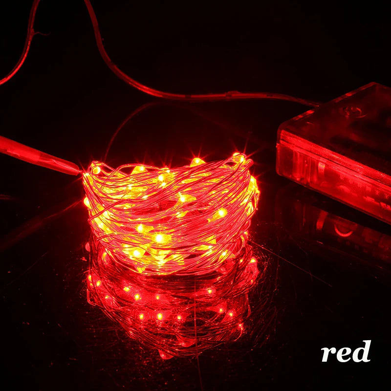 Battery Operated LED Fairy Lights – Copper Wire String Lights for Bedroom, Christmas & Parties | 20–100 LEDs, 2–10 m (6.6–32.8 ft), AA Powered, Multicolor