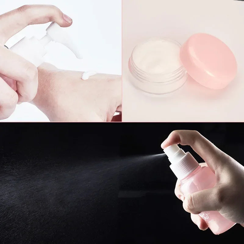 10-Pack Travel Mini Cosmetic Face Cream Bottles 80ml (2.7 fl oz) Clear Plastic Empty Makeup Containers