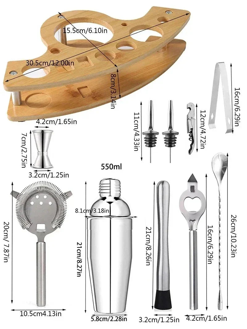 Stainless Steel Boston Cocktail Shaker Set – 550 ml (18.6 oz) & 750 ml (25.4 oz) Martini Mixer for Bartenders and Home Bar