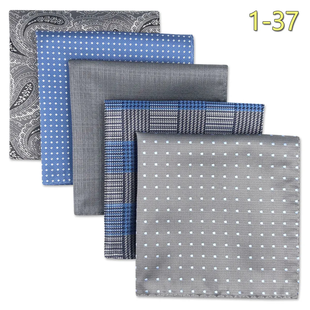 5-Pack Men's Microfiber Pocket Squares 12.6 in (32 cm) - Jacquard Woven Wedding & Formal Handkerchiefs, Assorted Patterns