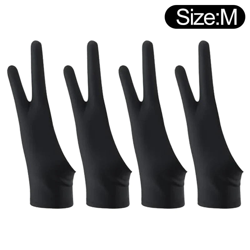 Two-Finger Artist Drawing Glove for Tablet & iPad – Touchscreen Anti-Fouling Ambidextrous Glove, Black