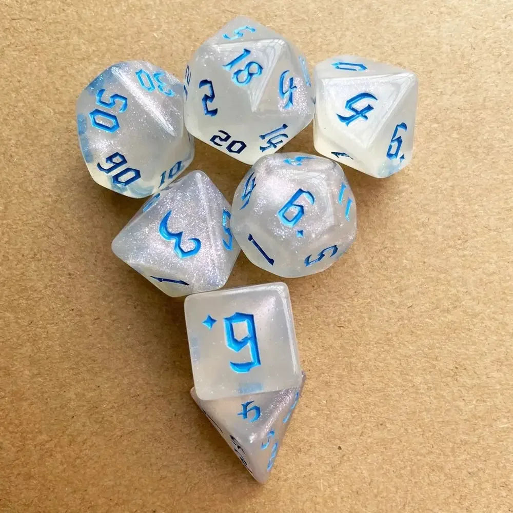 7-Piece Acrylic Polyhedral Dice Set for DnD & Tabletop RPG — d4 d6 d8 d10 d10 d12 d20