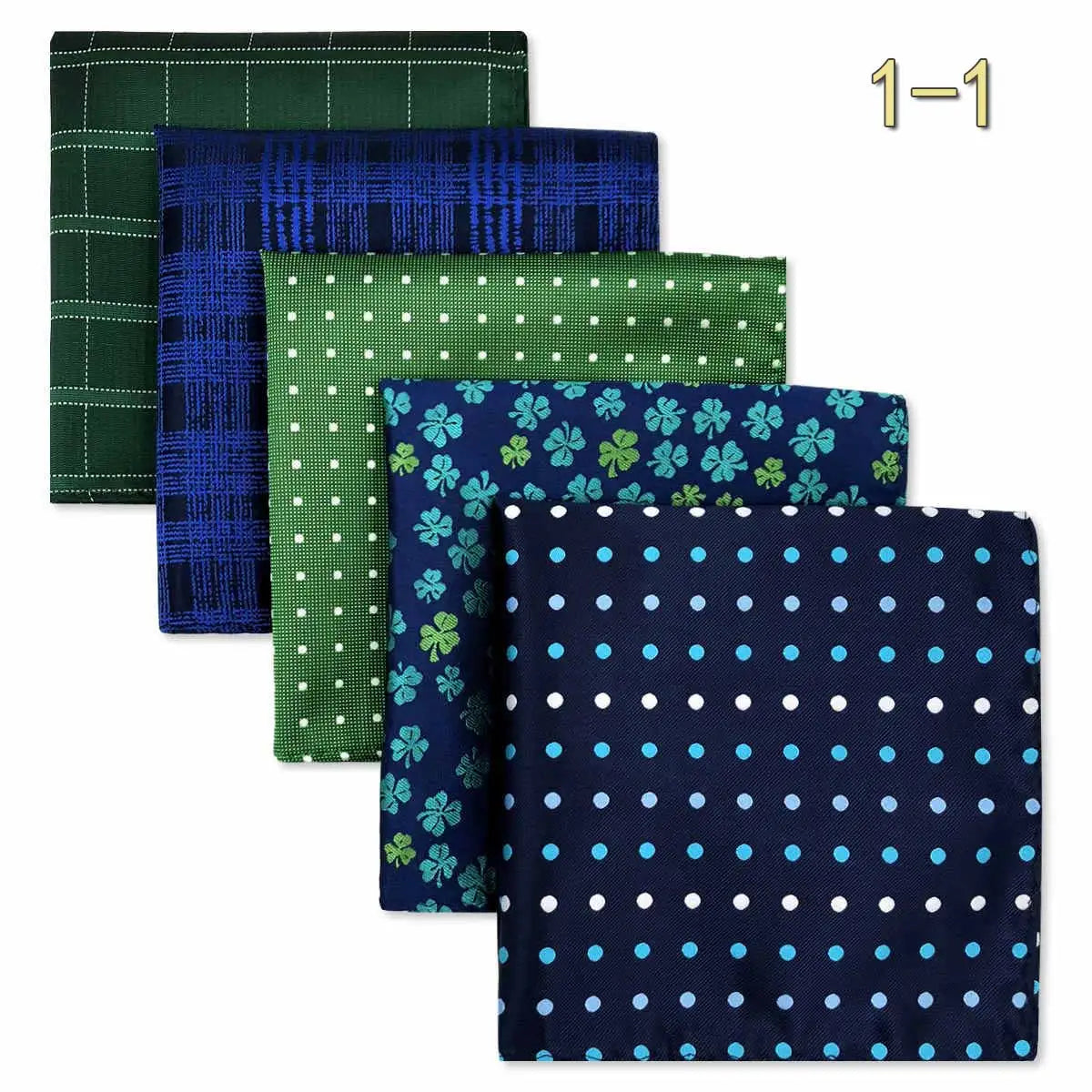 5-Pack Men's Microfiber Pocket Squares 12.6 in (32 cm) - Jacquard Woven Wedding & Formal Handkerchiefs, Assorted Patterns