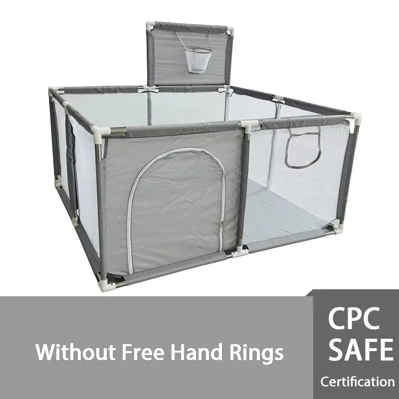 Baby Playpen Indoor Playard with Pull Rings – Ball Pit Compatible Activity Fence & Child Safety Barrier
