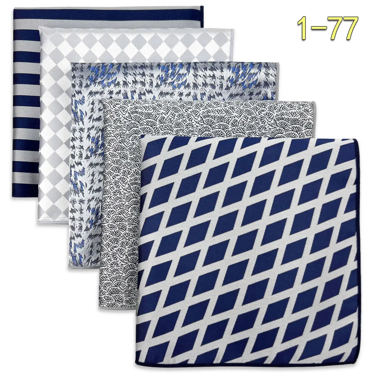 5-Pack Men's Microfiber Pocket Squares 12.6 in (32 cm) - Jacquard Woven Wedding & Formal Handkerchiefs, Assorted Patterns