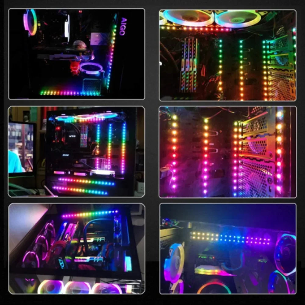 Addressable WS2812b 5V ARGB LED Strip – 3-Pin RGBIC PC Case Light (30/60 LEDs per m, IP30/IP65)