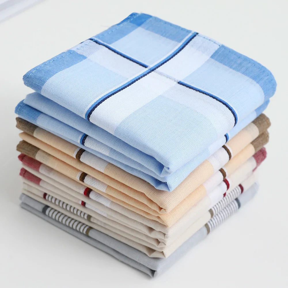 12-Pack Men's Pure Cotton Handkerchiefs Classic Plaid Pocket Squares for Suits & Wedding Favors