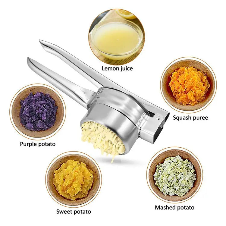 Manual Stainless Steel Potato Ricer Press, Handheld Potato Masher & Fruit & Vegetable Juicer for Home Kitchen