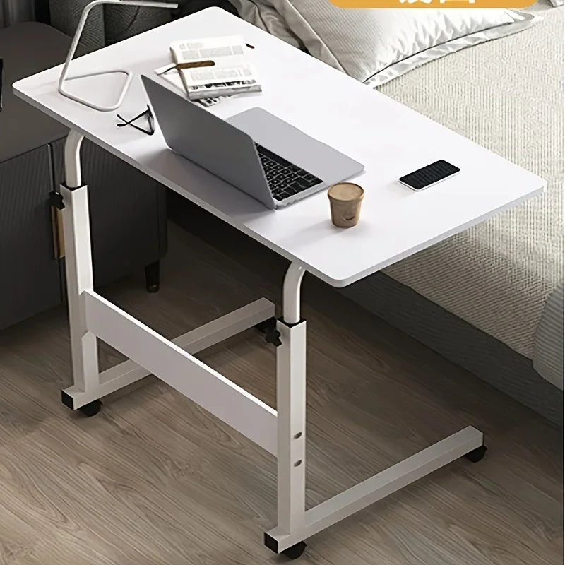 Adjustable Wooden Top Laptop Desk with Metal Frame — Portable Computer Table 60 x 40 cm (23.6 x 15.7 in), Height 69–80 cm (27.2–31.5 in)