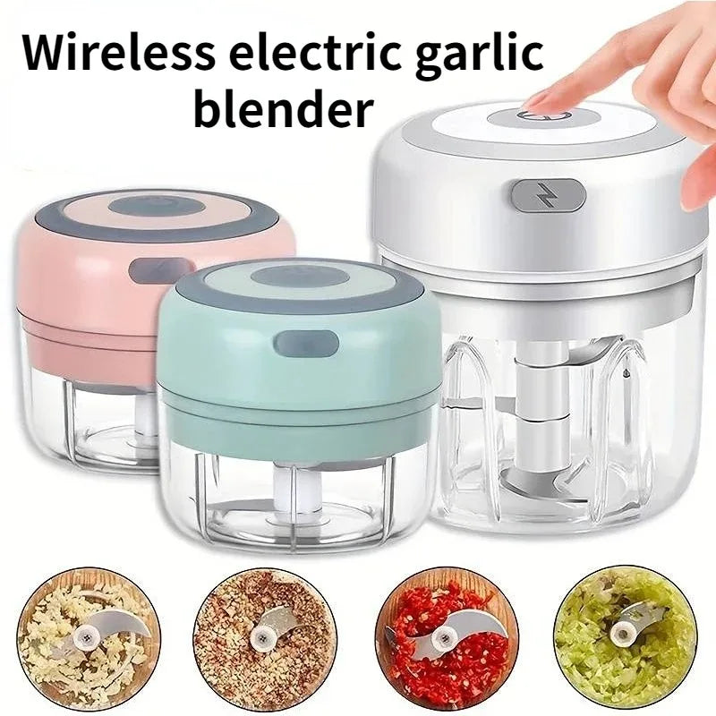 Electric Garlic Chopper & Meat Mincer 100ml/250ml Garlic Press Crusher for Vegetables and Onions