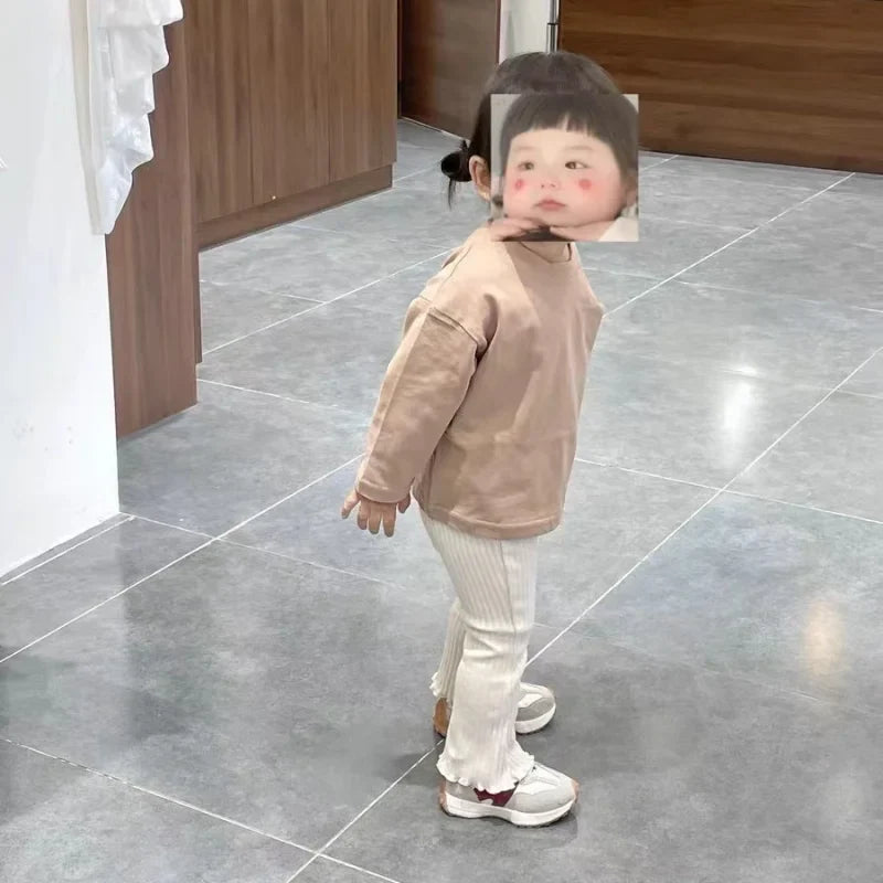Baby Cotton Stretch Trousers – Slim Full-Length Elastic-Waist Pants, Solid Color Infant & Toddler 1-3 Years