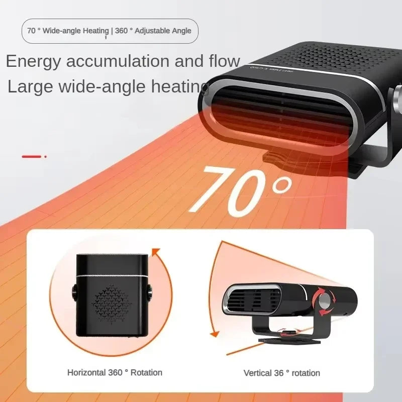 Portable Car Heater 12V/24V — Fast Heating Windshield Defroster & Automotive Defogger