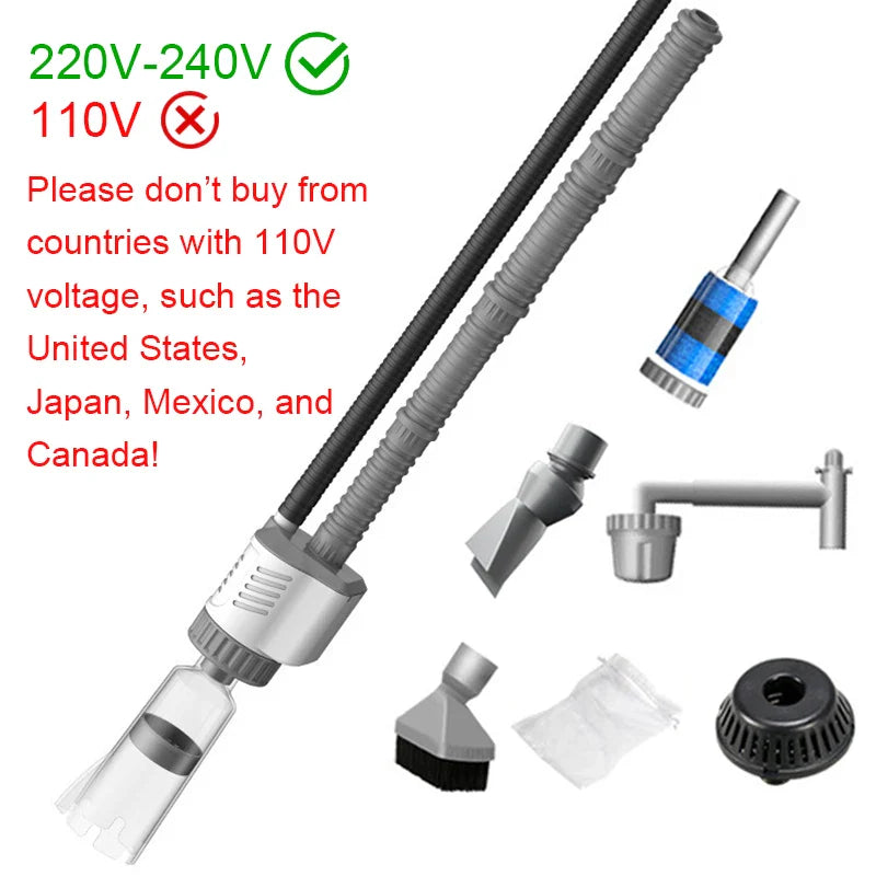 Automatic Aquarium Water Change Pump 30W 220–240V, Electric Fish Tank Gravel Siphon Cleaner 2000 L/h (≈528 GPH)