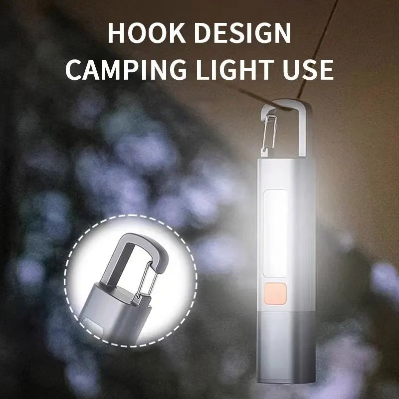 Mini Zoomable LED Flashlight with COB Side Light - Waterproof Portable Torch for Camping, Fishing & Hunting