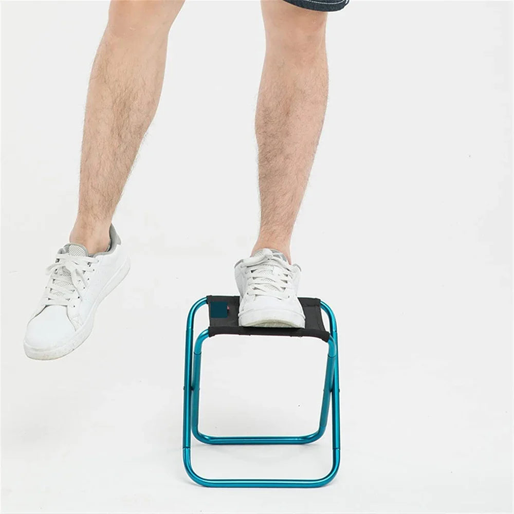 Portable Aluminum Folding Camping Stool - Ultralight Mini Fishing Chair with Storage