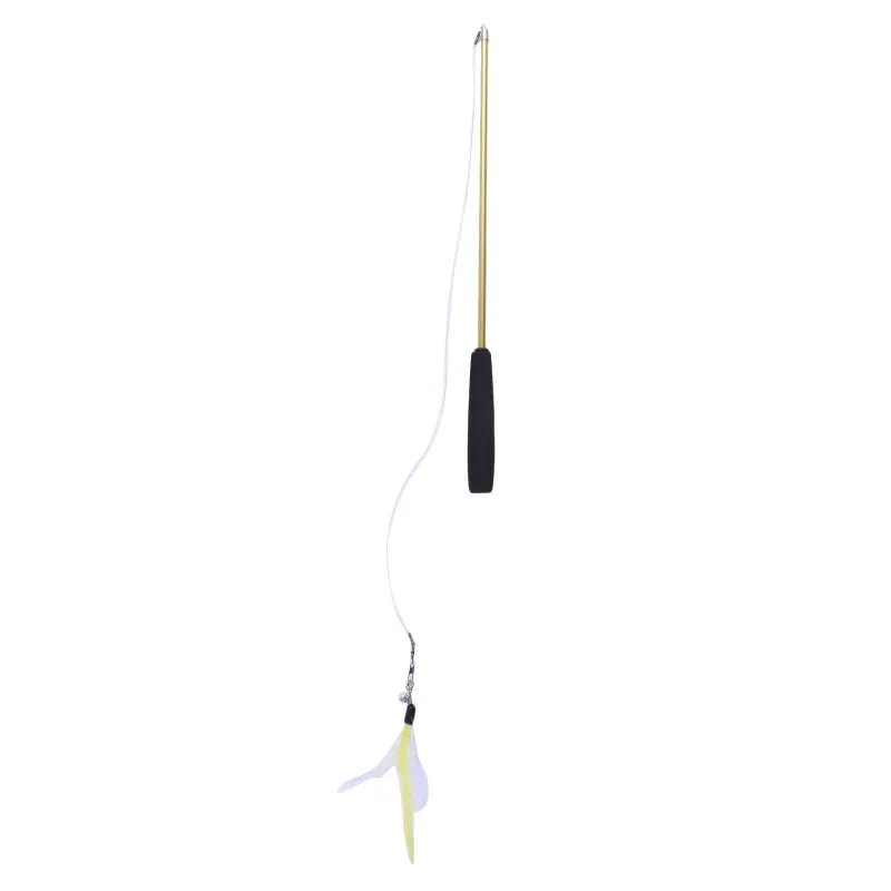 Telescopic Cat Teaser Wand 3-Section 15–38 in (38–97 cm) with 5 Feather Refills – Interactive Kitten Toy