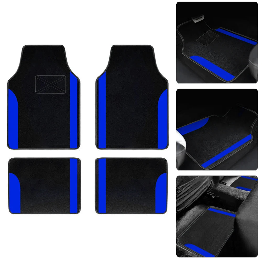 4-Piece Universal Car Floor Mats Set – Suede-Style Synthetic Carpet Liners for Cars, SUVs & Vans, Anti-Slip, Easy-Clean