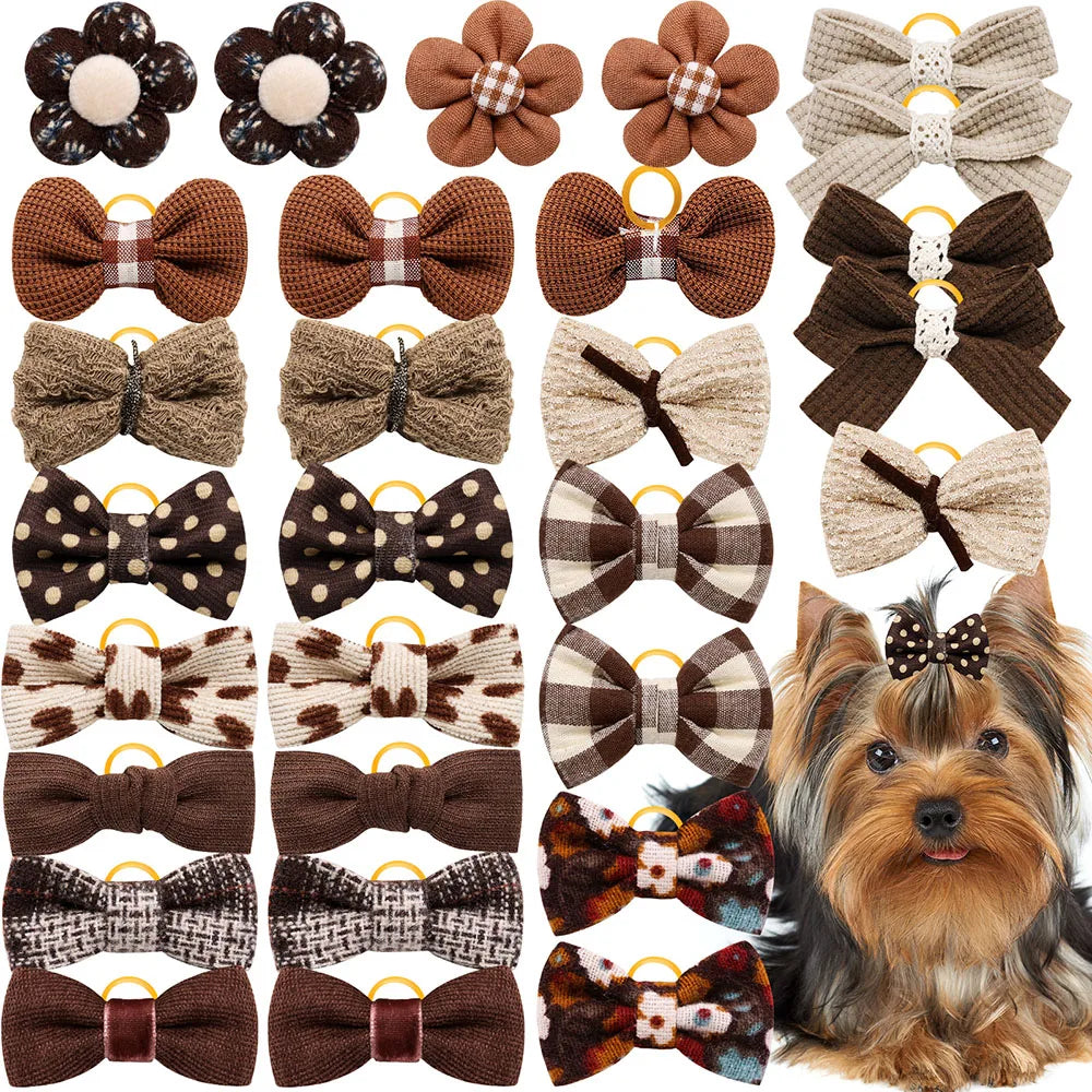 10-Pack Elastic Dog Hair Bows for Small Dogs & Cats — Cute Bowknot Grooming Accessories