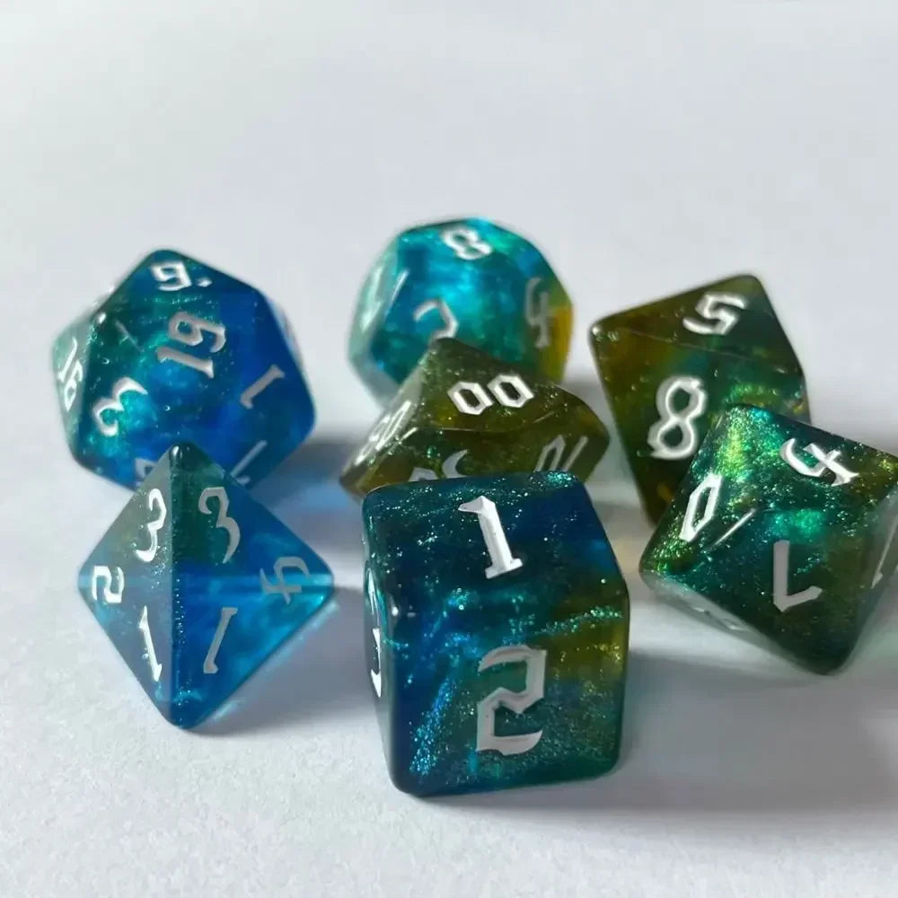 7-Piece Acrylic Polyhedral Dice Set for DnD & Tabletop RPG — d4 d6 d8 d10 d10 d12 d20