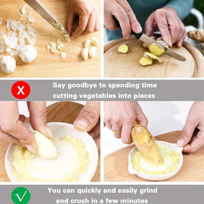 Portable Porcelain Ginger Grater - Ceramic Rasp for Ginger, Garlic, Wasabi, Vegetables & Cheese