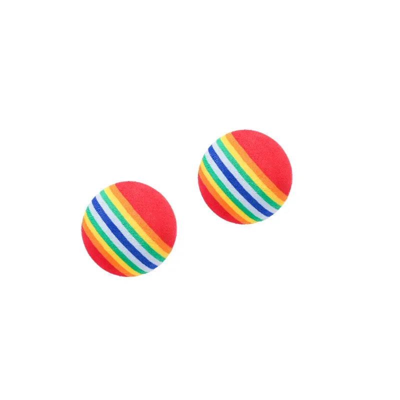 10-Pack Rainbow Interactive Pet Balls for Cats & Dogs - Rubber Rattle Chew & Training Toys