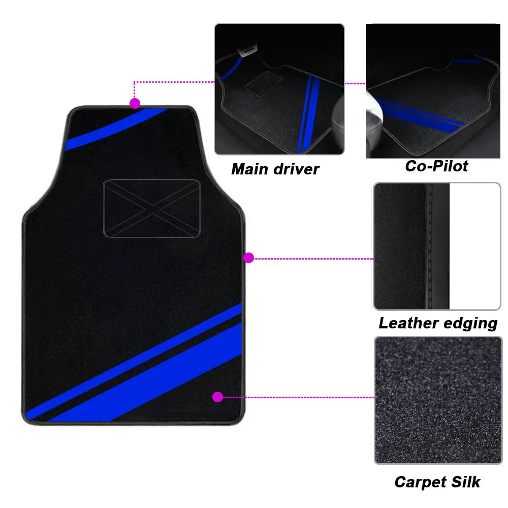 4-Piece Universal Car Floor Mats Set – Suede-Style Synthetic Carpet Liners for Cars, SUVs & Vans, Anti-Slip, Easy-Clean